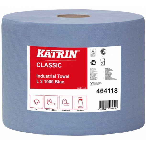 Katrin Classic Industrial Towel, 2 stk - L2 1000 bl - professionel og industri hndkldepapir 2-lag