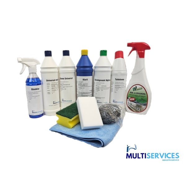 Multi-Services Pakke - Alt-i-n pakke med rengringsmidler, startpakke til hjemmet og virksomheden